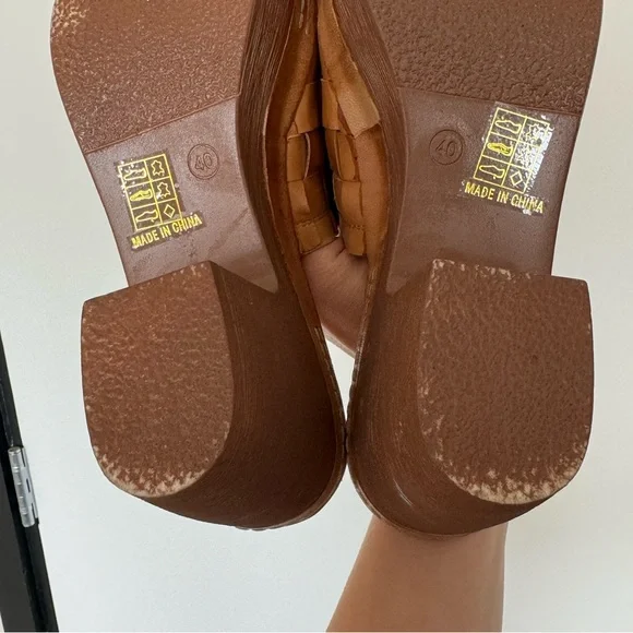 Antelope Open Toe Taupe Leather Wedge Clogs Sandals Size 40 or Size 9 - 9.5 - Picture 4 of 5